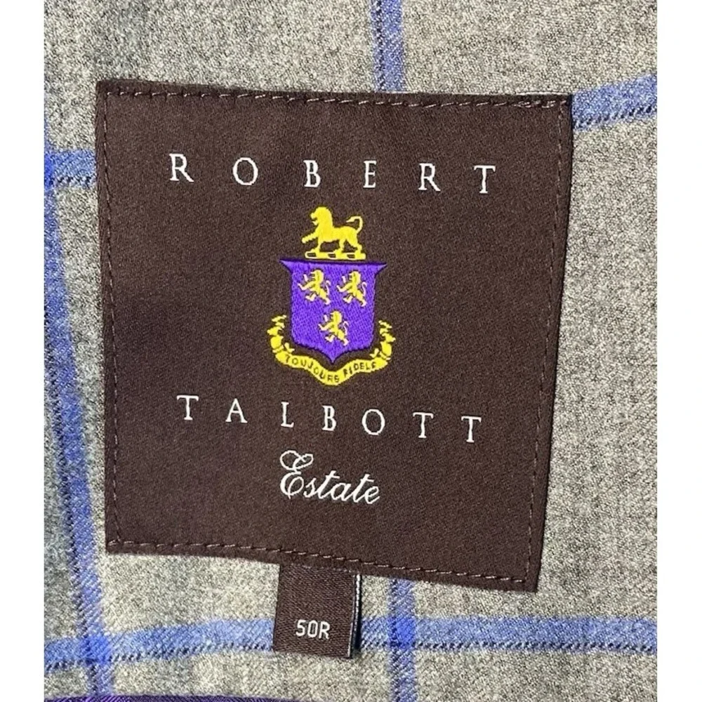 Robert Talbott Estate Sport Coat 42S Slim Grey Blue Windowpane Wool Silk -Tag 50